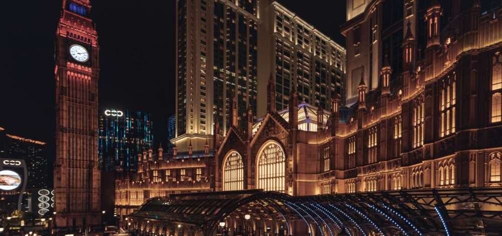 The iconic exterior of the Hippodrome Casino in London at night