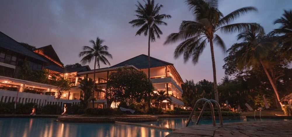 Aerial view of a luxury integrated resort in Asia