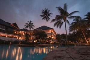 Aerial view of a luxury integrated resort in Asia