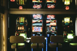 Abstract representation of digital slot game mechanics and digital gears