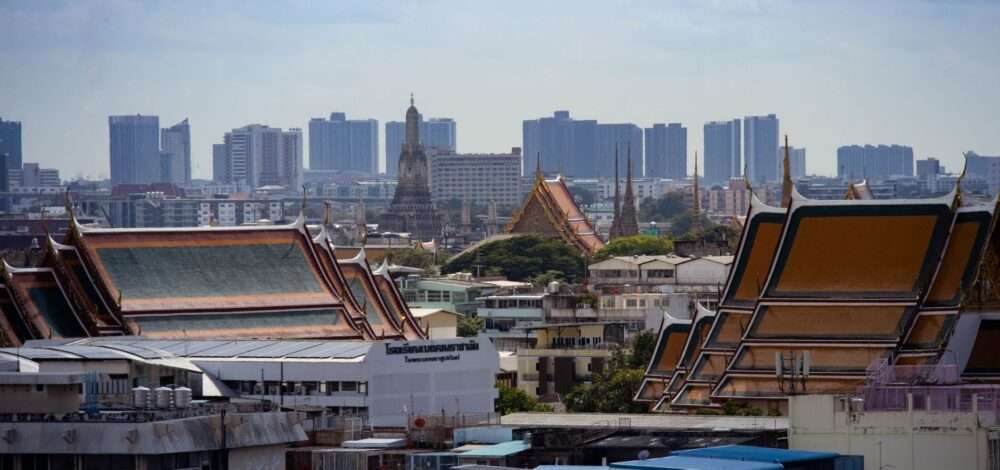 Modern skyline of Bangkok with casino development concept