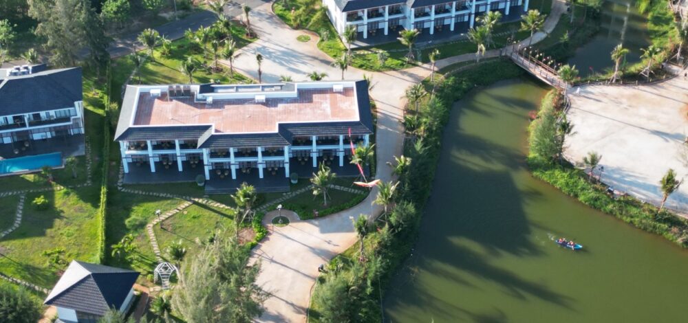 Aerial view of a luxury integrated resort in Vietnam