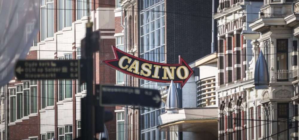 Modern casino architecture and regulatory compliance signage