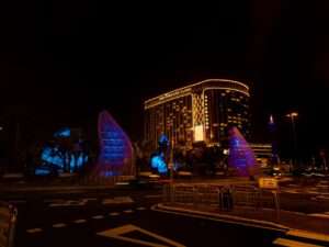 Macau casino skyline at night with gaming resorts