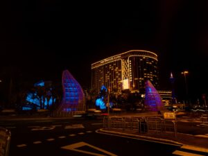A panoramic view of Macau casinos at night
