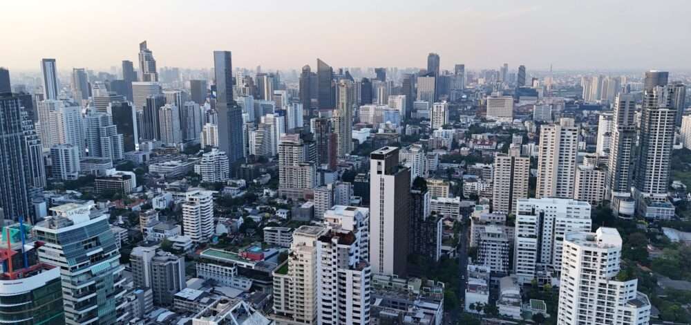 Bangkok city skyline with integrated resort concept architectural design