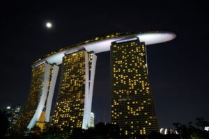 Aerial view of Marina Bay Sands integrated resort in Singapore