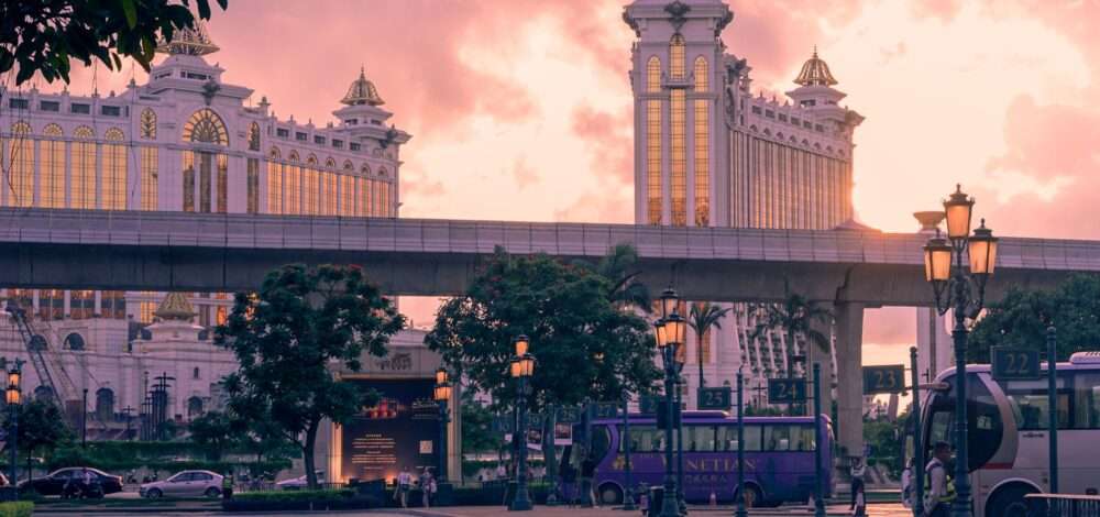 Aerial view of the Cotai Strip casino resorts in Macau