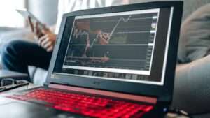 Professional esports betting setup with data analytics on screen
