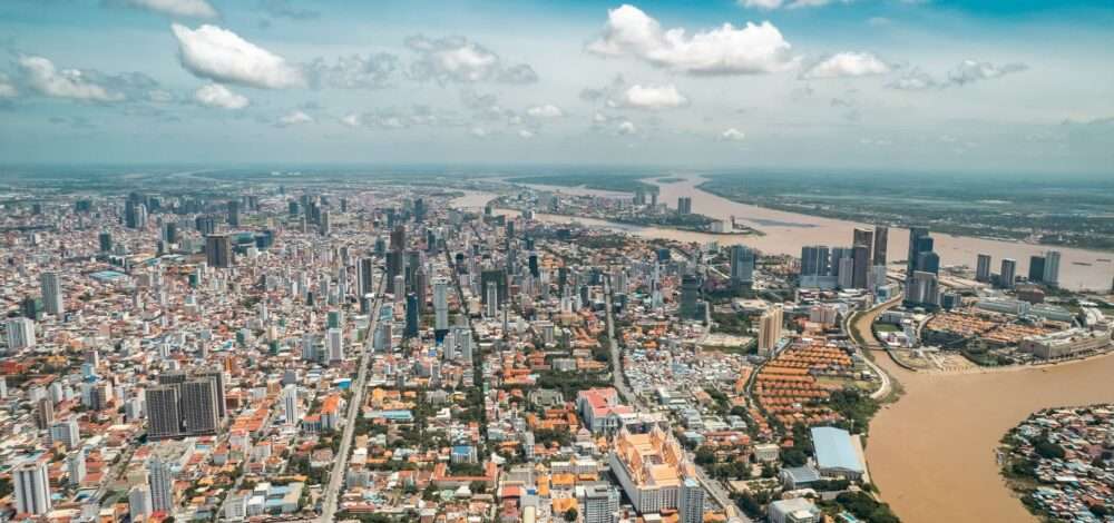 Modern casino skyline in Phnom Penh, Cambodia