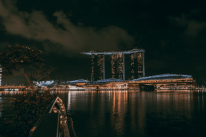 Aerial view of Marina Bay Sands in Singapore