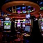 Innovative slot machine technology display in a modern casino floor