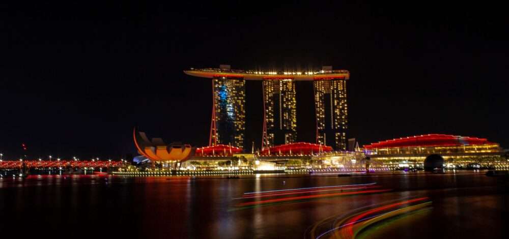 Aerial view of Marina Bay Sands in Singapore