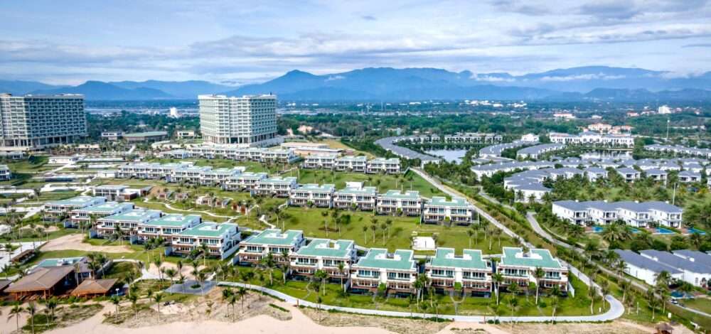 Aerial view of a luxury integrated resort in Danang, Vietnam