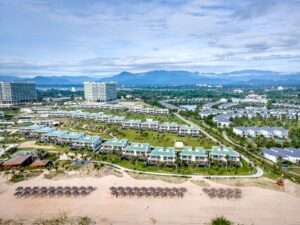 Aerial view of a luxury integrated resort in Danang, Vietnam