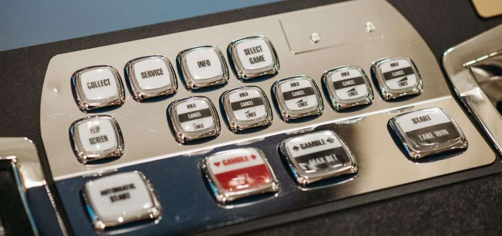 Modern digital slot machine interface with high-tech graphics and vibrant lighting.