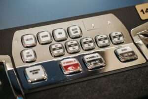 Modern digital slot machine interface with high-tech graphics and vibrant lighting.