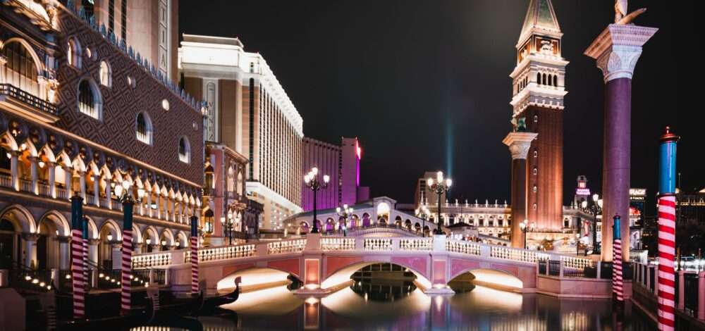 Aerial view of Las Vegas strip and futuristic concept of Thai integrated resort